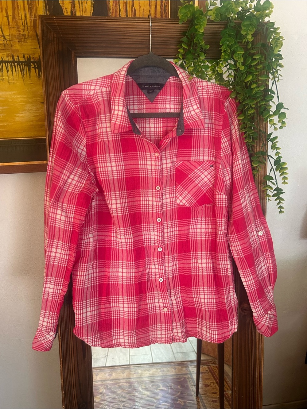 Tommy Hilfiger Red Plaid Button-Up Shirt